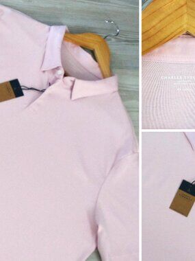 Charles Tyrwhitt Men's Jersey Polo Shirt Pink Slim-Fit Preppy Spring Sz 2XL NEW